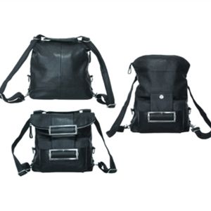 Convertible leather shoulder bag backpack